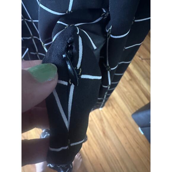 Michael Kors Surplice Peplum Blouse – Black & White Windowpane - Picture 7 of 7